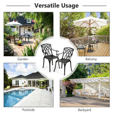 Load image into Gallery viewer, Gymax Set of 2 Cast Aluminum Dining Chairs Durable Solid Construction W/Armrest Black
