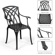 Load image into Gallery viewer, Gymax Set of 2 Cast Aluminum Dining Chairs Durable Solid Construction W/Armrest Black