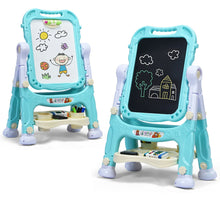 Load image into Gallery viewer, Gymax Kids Magnetic Double Sided Drawing Board Art Easel w/ 360¡ã Rotation Green