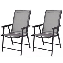 Load image into Gallery viewer, Gymax 2PCS Folding Chairs Steel Frame Patio Garden Outdoor w/ Armrest & Footrest