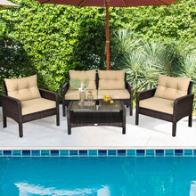 Load image into Gallery viewer, Gymax 4PCS Rattan Wicker Patio Conversation Set Cushioned Outdoor Furniture Set