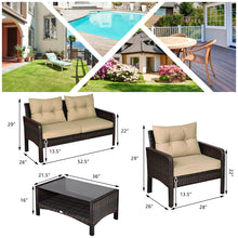 Load image into Gallery viewer, Gymax 4PCS Rattan Wicker Patio Conversation Set Cushioned Outdoor Furniture Set