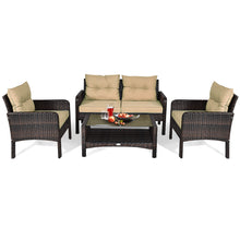 Load image into Gallery viewer, Gymax 4PCS Rattan Wicker Patio Conversation Set Cushioned Outdoor Furniture Set