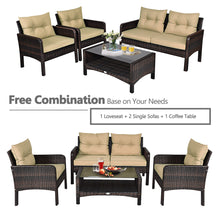 Load image into Gallery viewer, Gymax 4PCS Rattan Wicker Patio Conversation Set Cushioned Outdoor Furniture Set