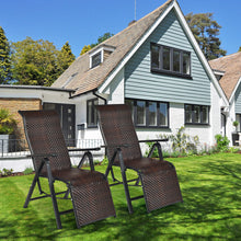 Load image into Gallery viewer, Gymax 2PCS Patio Rattan Folding Lounge Chair Recliner Back Adjustable Beach Yard Pool