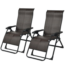 Load image into Gallery viewer, Gymax 2PCS Patio Rattan Zero Gravity Lounge Chair Folding Recliner Adjustable Headrest