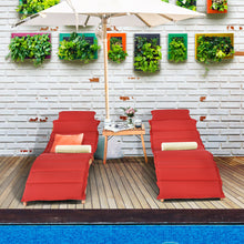 Load image into Gallery viewer, Gymax 3 PCS Folding Eucalyptus Lounge Chair & Table Set w/ Double-sided Cushion