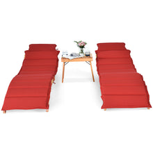 Load image into Gallery viewer, Gymax 3 PCS Folding Eucalyptus Lounge Chair & Table Set w/ Double-sided Cushion