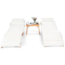 Load image into Gallery viewer, Gymax 3 PCS Folding Eucalyptus Lounge Chair & Table Set w/ Double-sided Cushion
