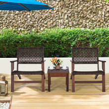Load image into Gallery viewer, Gymax 3PCS Rattan Patio Chair & Table Set Outdoor Furniture Set w/ Wooden Frame