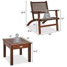 Load image into Gallery viewer, Gymax 3PCS Rattan Patio Chair & Table Set Outdoor Furniture Set w/ Wooden Frame