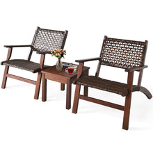 Load image into Gallery viewer, Gymax 3PCS Rattan Patio Chair & Table Set Outdoor Furniture Set w/ Wooden Frame