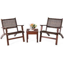Load image into Gallery viewer, Gymax 3PCS Rattan Patio Chair & Table Set Outdoor Furniture Set w/ Wooden Frame