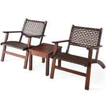 Load image into Gallery viewer, Gymax 3PCS Rattan Patio Chair & Table Set Outdoor Furniture Set w/ Wooden Frame