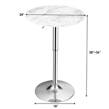Load image into Gallery viewer, Gymax 360-degree Swivel Round Pub Table Height Adjustable Bistro Bar Table w/Faux Marble Top