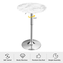 Load image into Gallery viewer, Gymax 360-degree Swivel Round Pub Table Height Adjustable Bistro Bar Table w/Faux Marble Top
