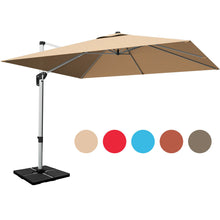 Load image into Gallery viewer, Gymax 10Ft Square Offset Hanging Patio Umbrella w/ Base 360 Degree Tilt