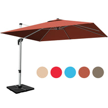 Load image into Gallery viewer, Gymax 10Ft Square Offset Hanging Patio Umbrella w/ Base 360 Degree Tilt