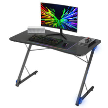 Load image into Gallery viewer, Gymax 43.5 inch Gaming Desk Z Shape Office PC Computer Desk Gamer Tables w/ LED Lights