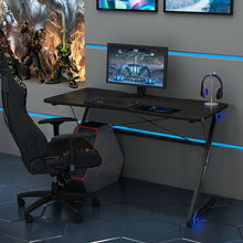 Load image into Gallery viewer, Gymax 43.5 inch Gaming Desk Z Shape Office PC Computer Desk Gamer Tables w/ LED Lights
