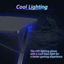 Load image into Gallery viewer, Gymax 43.5 inch Gaming Desk Z Shape Office PC Computer Desk Gamer Tables w/ LED Lights