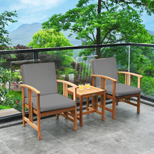 Load image into Gallery viewer, Gymax 3PCS Outdoor Patio Sofa Furniture Set Solid Wood Cushioned Conversation Set Grey