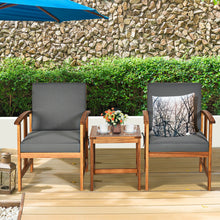 Load image into Gallery viewer, Gymax 3PCS Outdoor Patio Sofa Furniture Set Solid Wood Cushioned Conversation Set Grey