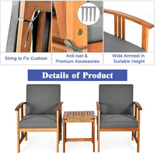 Load image into Gallery viewer, Gymax 3PCS Outdoor Patio Sofa Furniture Set Solid Wood Cushioned Conversation Set Grey