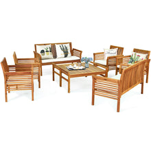 Load image into Gallery viewer, Gymax 8PCS Wooden Patio Conversation Set Outdoor Furniture Set w/ Cushion