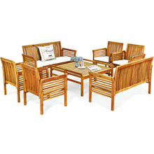 Load image into Gallery viewer, Gymax 8PCS Wooden Patio Conversation Set Outdoor Furniture Set w/ Cushion