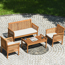 Load image into Gallery viewer, Gymax 8PCS Wooden Patio Conversation Set Outdoor Furniture Set w/ Cushion