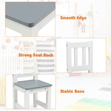 Load image into Gallery viewer, Gymax 4 PCS Kids Wood Table Chairs Set w/ Storage Stool Toddler Furniture Set Grey