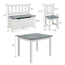 Load image into Gallery viewer, Gymax 4 PCS Kids Wood Table Chairs Set w/ Storage Stool Toddler Furniture Set Grey