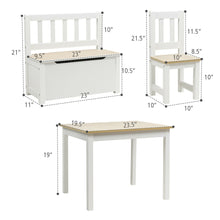 Load image into Gallery viewer, Gymax 4 PCS Kids Wood Table Chairs Set w/ Storage Stool Toddler Furniture Set Nature