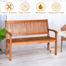 Load image into Gallery viewer, Gymax 50'' Wooden Bench Loveseat Patio Garden Outdoor w/ Armrest & Backrest