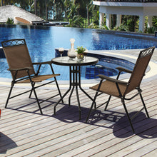 Load image into Gallery viewer, Gymax 3PCS Bistro Set Conversation Set Pub Patio Outdoor w/ Folding Chairs Table