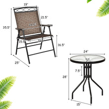 Load image into Gallery viewer, Gymax 3PCS Bistro Set Conversation Set Pub Patio Outdoor w/ Folding Chairs Table