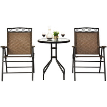 Load image into Gallery viewer, Gymax 3PCS Bistro Set Conversation Set Pub Patio Outdoor w/ Folding Chairs Table