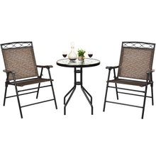 Load image into Gallery viewer, Gymax 3PCS Bistro Set Conversation Set Pub Patio Outdoor w/ Folding Chairs Table