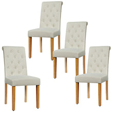 Load image into Gallery viewer, Gymax 4PCS Upholstered Dining Chair High Back Armless Chair w/ Wooden Legs Beige
