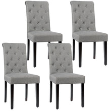 Load image into Gallery viewer, Gymax 4PCS Upholstered Dining Chair High Back Armless Chair w/ Wooden Legs Grey