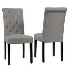 Load image into Gallery viewer, Gymax 4PCS Upholstered Dining Chair High Back Armless Chair w/ Wooden Legs Grey