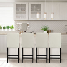 Load image into Gallery viewer, Gymax 4PCS Upholstered Counter Stools Bar Stool Home Kitchen w/ Wooden Legs Beige