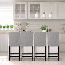 Load image into Gallery viewer, Gymax 4PCS Upholstered Counter Stools Bar Stool Home Kitchen w/ Wooden Legs Grey