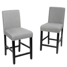 Load image into Gallery viewer, Gymax 4PCS Upholstered Counter Stools Bar Stool Home Kitchen w/ Wooden Legs Grey
