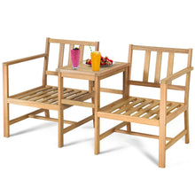 Load image into Gallery viewer, Gymax 3 in 1 Acacia Wood Furniture Set Patio Outdoor w/ Cushion Coffee Table
