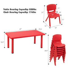 Load image into Gallery viewer, Gymax Kids Plastic Table and Stackable Chairs Set Indoor/Outdoor Classroom Home Red