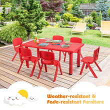 Load image into Gallery viewer, Gymax Kids Plastic Table and Stackable Chairs Set Indoor/Outdoor Classroom Home Red