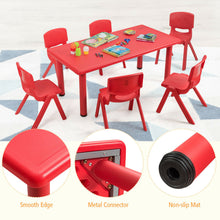 Load image into Gallery viewer, Gymax Kids Plastic Table and Stackable Chairs Set Indoor/Outdoor Classroom Home Red