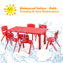 Load image into Gallery viewer, Gymax Kids Plastic Table and Stackable Chairs Set Indoor/Outdoor Classroom Home Red